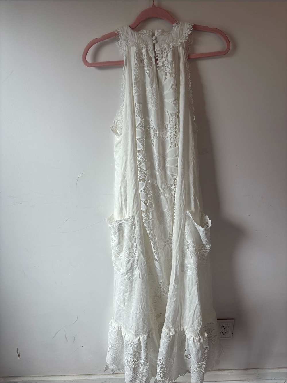 NWT Petal & Pup White L Floral Lace Halter Maxi Dress - Picture 8 of 9